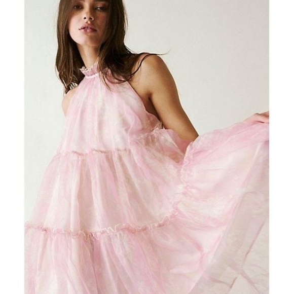 Free People Sweet Serenade Mini Dress Bubblegum Combo Pink Women's Size Medium - Picture 2 of 15